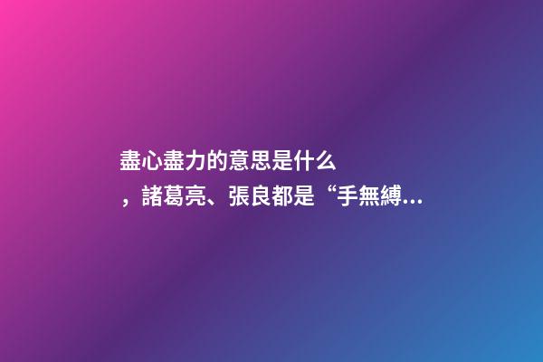 盡心盡力的意思是什么，諸葛亮、張良都是“手無縛雞之力”的謀士